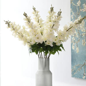 W-A0197 Bouquet artificiel de fleurs violettes, fausses fleurs de delphinium, fleurs artificielles au toucher réel, fleurs blanches, décoration de mariage - Product Image 2
