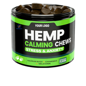 Integratori Calmanti per Cani OEM/ODM, Supplemento Avanzato alla Canapa per Ansia e Stress, Integratori per la Salute degli Animali Domestici - Product Image 1