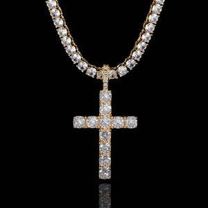 GZYS gioielli all'ingrosso di alta qualità <span class=keywords><strong>Rap</strong></span> uomini oro croce collana gioielli ciondolo di diamanti con catena di ghiaccio Tennis - Product Image 2