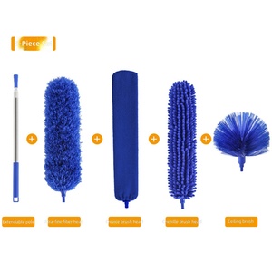 Lot de 9 brosses à plumes en microfibre avec manche télescopique extensible, <span class=keywords><strong>plumeau</strong></span> en <span class=keywords><strong>chenille</strong></span> flexible pour toiles d'araignée avec poils rigides et élastiques - Product Image 4
