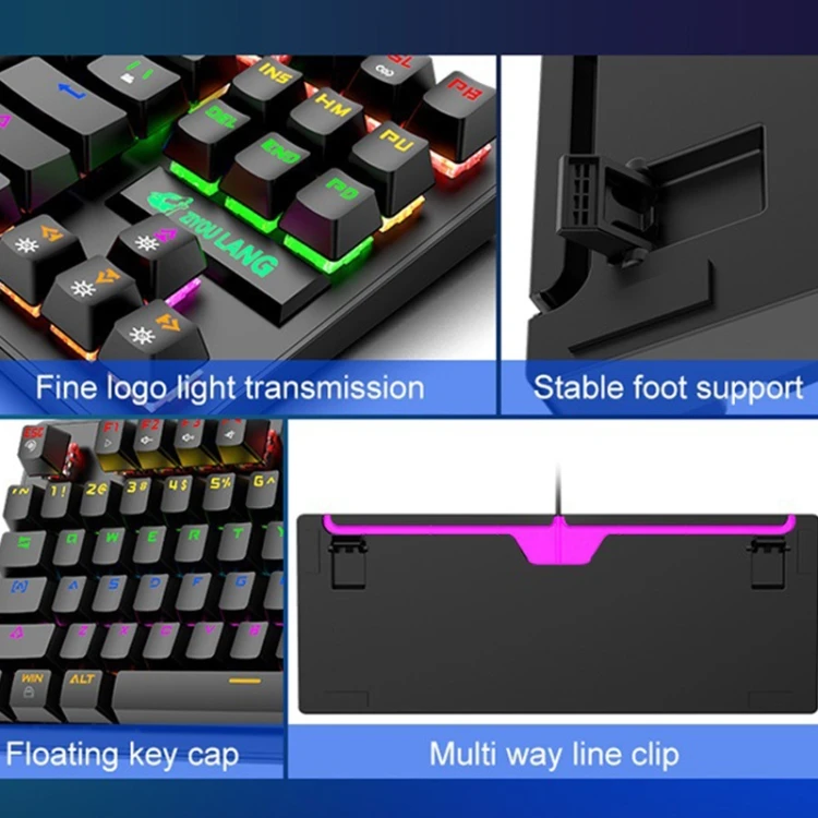 ZIYOULANG K2 87 Keys Office Laptop Punk Glowing Keyboard