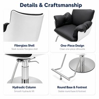 Fauteuil de Barbier Moderne en Fibre de Verre avec Siège Pivotant en Acier Inoxydable et Revêtement en Cuir PU pour Salon de Coiffure - Vente en Gros à l'Export