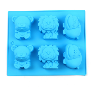 Silicone Mold <strong>Hippo</strong> lion Bear Animal Silicone Cake <strong>Chocolate</strong> Mold 6 Making Moulds - Product Image 1