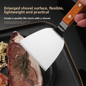 Stainless Steel Kitchen Utensil Wooden Handle for Cooking Baking-<strong>Hand</strong>-Grabbed Spatula Pizza Frying Knife Yogurt Steak <strong>Turner</strong> - Product Image 2