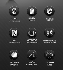 Scooter Eléctrico MT30 de Aluminio con Doble Motor sin Escobillas de 3000W, 60V27Ah, 65-75km/h, Plegable, Resistente al Agua, de Dos Ruedas - Product Image 2