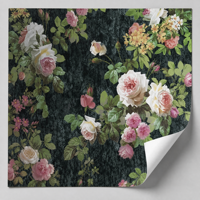 Papier peint mural floral vintage foncé personnalisé, toile à l'huile botanique rose pour la décoration du salon et de la chambre