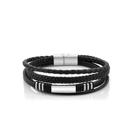 Bracelet en cuir multicouche pour hommes, Bracelet à fermoir réglable en acier inoxydable de haute qualité