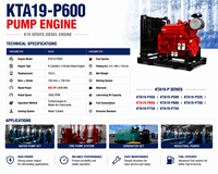 Moteur diesel CCEC CUM KTA19-P600 448 kW 600 CV 1800 tr/min 6 cylindres refroidi par eau pour pompe à eau industrielle et alimentation de secours