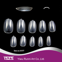 TSZS Faux ongles courts à couverture complète, transparents, ovales, produits professionnels pour salons de manucure, vente en gros, pointes d'ongles acryliques rondes