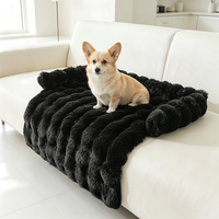 Coussin de canapé pour chien et chat en velours côtelé rectangulaire, moelleux, chaud pour l'hiver, avec housse amovible, emballé en boîte, pour chiens de taille moyenne/grande