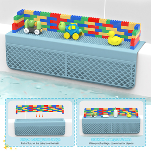 Bloc <span class=keywords><strong>de</strong></span> construction <span class=keywords><strong>Baignoire</strong></span> en silicone Bplash Guard avec ventouses pour enfants Douche <span class=keywords><strong>Baignoire</strong></span> Topper <span class=keywords><strong>Baignoire</strong></span> Splash Guard Play Shelf Area - Product Image 4