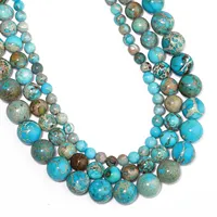 Perles de jaspe impérial bleu lac naturel 4/6/8mm, jaspe sédimentaire, turquoise, pour la fabrication de bijoux, accessoires de chaîne de taille DIY KUOYU