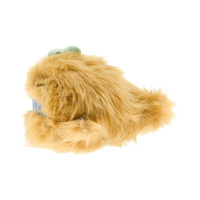 Peluche Monstre Personnalisée Marron Clair Moelleuse, Jouet en Peluche Mignon avec Bouche Bleue et Cornes Vertes, Coussin Doux pour Enfants