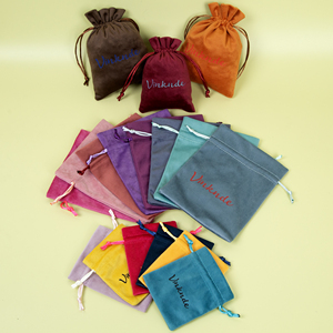 8x10cm Wholesale Very Soft Reusable Brown Flannel Velvet Pouch Gift Drawstring Bag Packaging Silk Velvet Pouches - Product Image 1
