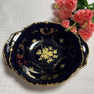 Platos de repostería retro en <span class=keywords><strong>azul</strong></span> <span class=keywords><strong>cobalto</strong></span>, platos de frutas dorados hechos a mano, platos para dulces y <span class=keywords><strong>vajilla</strong></span>. - Product Image 3