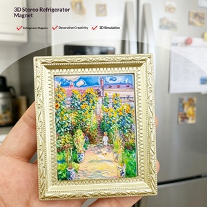 Cadre photo 3D de style impressionniste européen Monet, aimant de réfrigérateur, décoration créative pour la maison, souvenir de voyage, cadeau magnétique en résine - Product Image 3