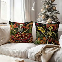 Ensemble de quatre coussins décoratifs squelettes Jour des Morts