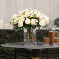 Arrangement floral artificiel fait main économique et très demandé avec vase en verre pour salle à manger, mariage et Saint-Valentin