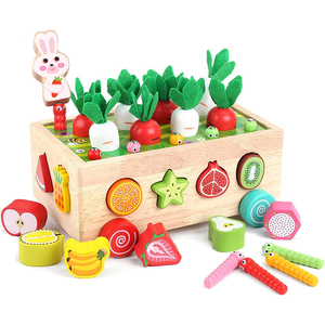 Casse-tête en bois multifonctionnel 6-en-1 Jouet éducatif pour enfants Éducation précoce Jeux sensoriels Carotte Tirer les insectes Jouets éducatifs - Product Image 4