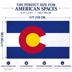 Envío Rápido, Bandera del Estado de Colorado, EE. UU., 3x5 Pies, Bordada y Cosida, Lona de Nailon 210D, Cabezal de Lona, Ojales de Latón, Resistente a la Intemperie - Product Image 3