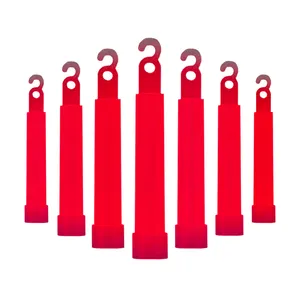 4 जुलाई की पार्टी के लिए लाल रंग की ग्लो स्टिक 4 इंच, हुक और डोरी के साथ अंधेरे में आपातकालीन रोशनी चमकने वाली लाइट स्टिक