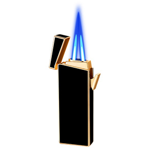 Encendedor de doble llama directa a prueba de viento, de butano, ideal como regalo empresarial, con interruptor bidireccional y ventana transparente de gas. - Product Image 5