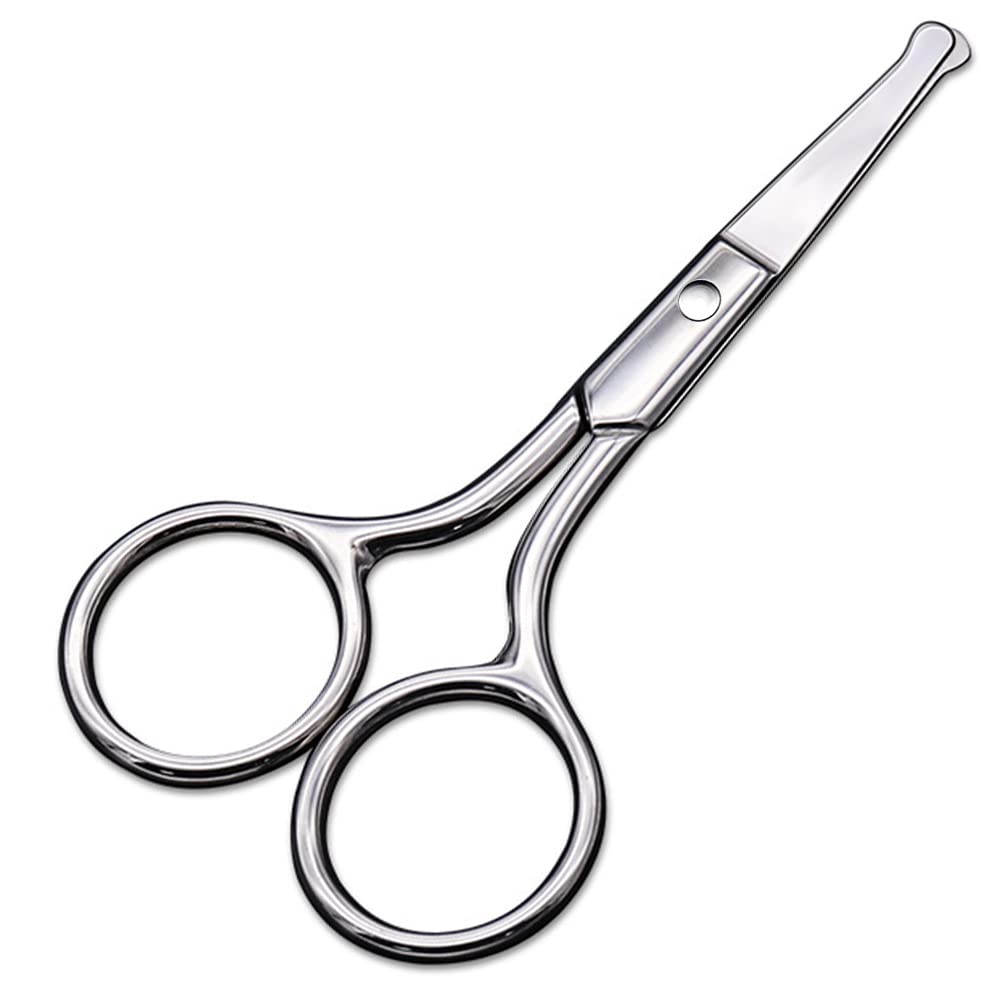 Small Scissors With Round Tip Design - Professional Grooming for Hair, Eyelashes, Nose, Eyebrow Trimming, Mustache