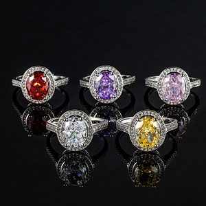 Роскошные изысканные ювелирные изделия Красный Желтый Розовый Фиолетовый измельченный лед CZ овальное кольцо Принцесса Diana драгоценный камень женские обручальные кольца - Product Image 1