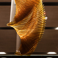 Lustres Artistiques Personnalisés à Source de Lumière LED pour Halls d'Hôtels, Bureaux de Ventes, Salons de Beauté, Restaurants, Éclairage en Acrylique
