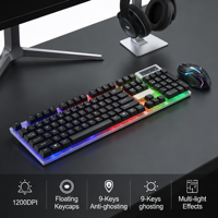 Harga Grosir Produsen Keyboard Kabel Floating Keycaps + Mouse Kabel Berlampu 8310 Set Backlit Gaming & Kantor Penggunaan Ganda