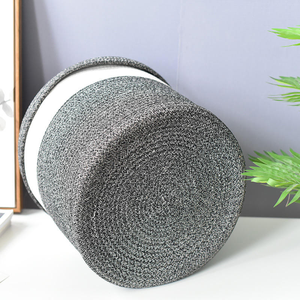 Grand panier à <span class=keywords><strong>linge</strong></span> en <span class=keywords><strong>corde</strong></span> de coton avec couvercle, bac de rangement tressé gris et blanc, organisateur de jouets, panier à <span class=keywords><strong>linge</strong></span>, boîte de rangement pour chambre d'enfant - Product Image 4
