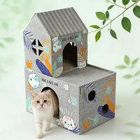 Maison pour chat en carton ondulé à double entrée, personnalisable en gros, idéale pour les foyers multi-chats, taille sur mesure disponible