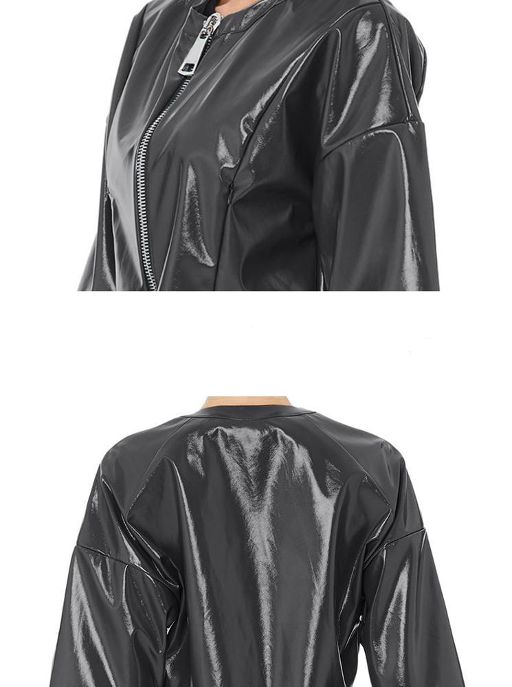 Décontracté Noir Utilitaire Étanche Coupe-Vent Softshell PU Faux Cuir Veste femme