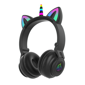 Auriculares inalámbricos de unicornio RGB para niños con control de micrófono Auriculares de luz RGB para niños Auriculares inalámbricos de unicornio para niños - Product Image 6