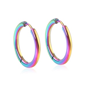 <span class=keywords><strong>Pendientes</strong></span> de moda de acero inoxidable antialérgico de joyería Ason, <span class=keywords><strong>pendientes</strong></span> de nuevo modelo, hermosos <span class=keywords><strong>pendientes</strong></span> de aro de colores para mujer - Product Image 3