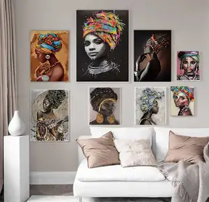 아프리카 미술 여자 회화 캔버스에 인쇄 아름다움 소녀 스칸디나비아 포스터 벽 예술 그림 유화 홈 장식