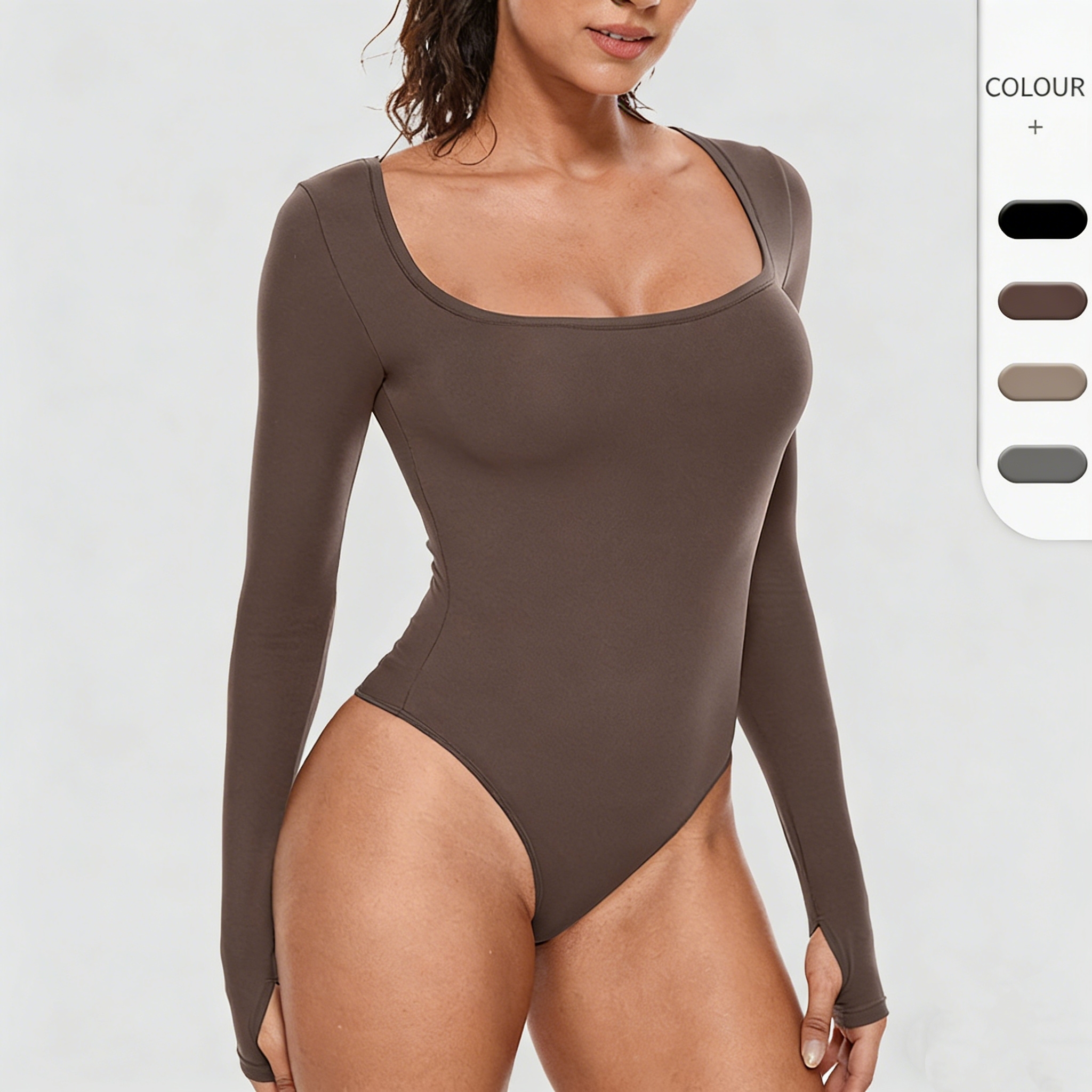 Custom Plain Autumn Long Sleeve Eco-Friendly Four-Way Stretch Spandex/Nylon Jumpsuit Women Sport Yoga Outdoor Versatile Square