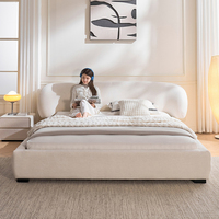 Elegantes Neues Designer-Stoffbettgestell im Creme-Stil, Kingsize-Bett für den Heimgebrauch, Hochwertiges Luxuriöses Gepolstertes Bettset