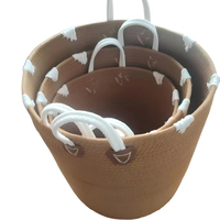 Nouvel ensemble de paniers de rangement vintage en coton et jonc de mer, motif zig-zag, pour cuisine et salle de bain, écologiques et faits à la main