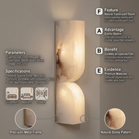 Lampe murale de luxe en marbre naturel et laiton, source d'usine, cuivre E26, pour hôtel, chambre d'hôtes, chambre à coucher, salon, éclairage intérieur