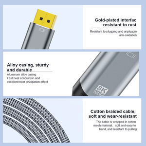 <span class=keywords><strong>Cable</strong></span> de malla de algodón chapado en oro de 8K y 60Hz para <span class=keywords><strong>cable</strong></span> de vídeo HDMI, <span class=keywords><strong>cable</strong></span> de audio y micrófono para PC/monitor de ordenador portátil - Product Image 5