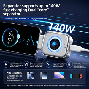 OEM SR-002 Type-C Automatic Power Separator with 140W Max Output SCP Fast <b>Charging</b> Fireproof PC Material for Mobile Phones - Product Image 4