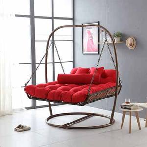 विकर लाउंज कुर्सी डबल फांसी टोकरी कमाल की कुर्सी बुना विकर कुर्सी आउटडोर स्विंग झूला इनडोर वयस्क फांसी ब्लू - Product Image 5