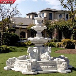 Youfine Tùy Chỉnh Châu Âu Ngoài Trời Biệt Thự Sân Vườn Bãi Cỏ Trang Trí Nội Thất Tự Nhiên Đá Cổ Đá Cẩm Thạch Đài Phun Nước Với Ngựa - Product Image 3
