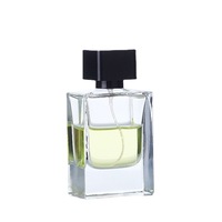 Flacon de parfum en verre épaissi de 50 ml avec col à baïonnette, transparent, carré, avec pompe pulvérisatrice, vide, rechargeable pour voyage, sans diffuseur à bâtonnets
