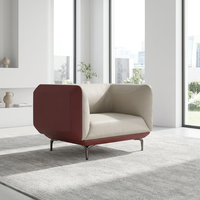 Fauteuil d'appoint carré minimaliste en cuir, couleur unie, pour bureau et espace commercial – Vente en gros