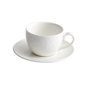 Taza de Porcelana de Alta Gama para Desayuno, Diseño Europeo Exquisito con Relieve, Taza de Café Clásica de Alta Estética en Color Blanco - Product Image 5
