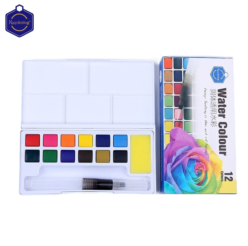 Портативные и удобные художественные принадлежности для рисования акварелью 12 цветов