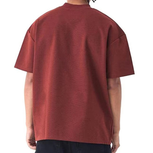 T-shirt pour homme à manches courtes, col roulé, coupe classique, couleur unie, tricoté, 100% coton, respirant, écologique, en solde - Product Image 6