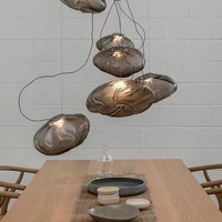 Nouveau lustre en verre nuage créatif de style scandinave, alimentation CA, hauteur réglable pour restaurant, bar, comptoir, villa, escalier